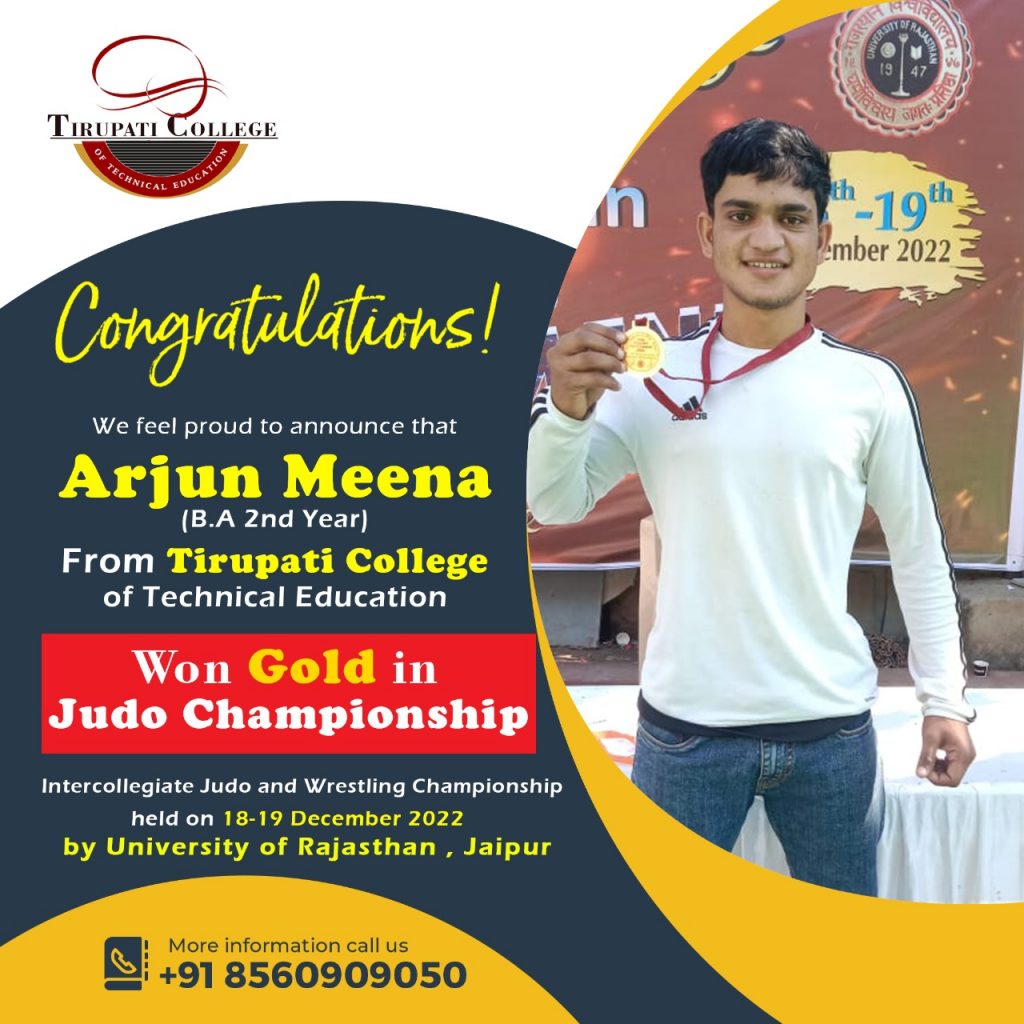 Congratulations Arjun Meena Won a Gold Medal in Judo Championship